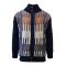 Silversilk Navy / Cognac / Beige / Metallic Silver Zip-Up Cardigan Sweater 7230